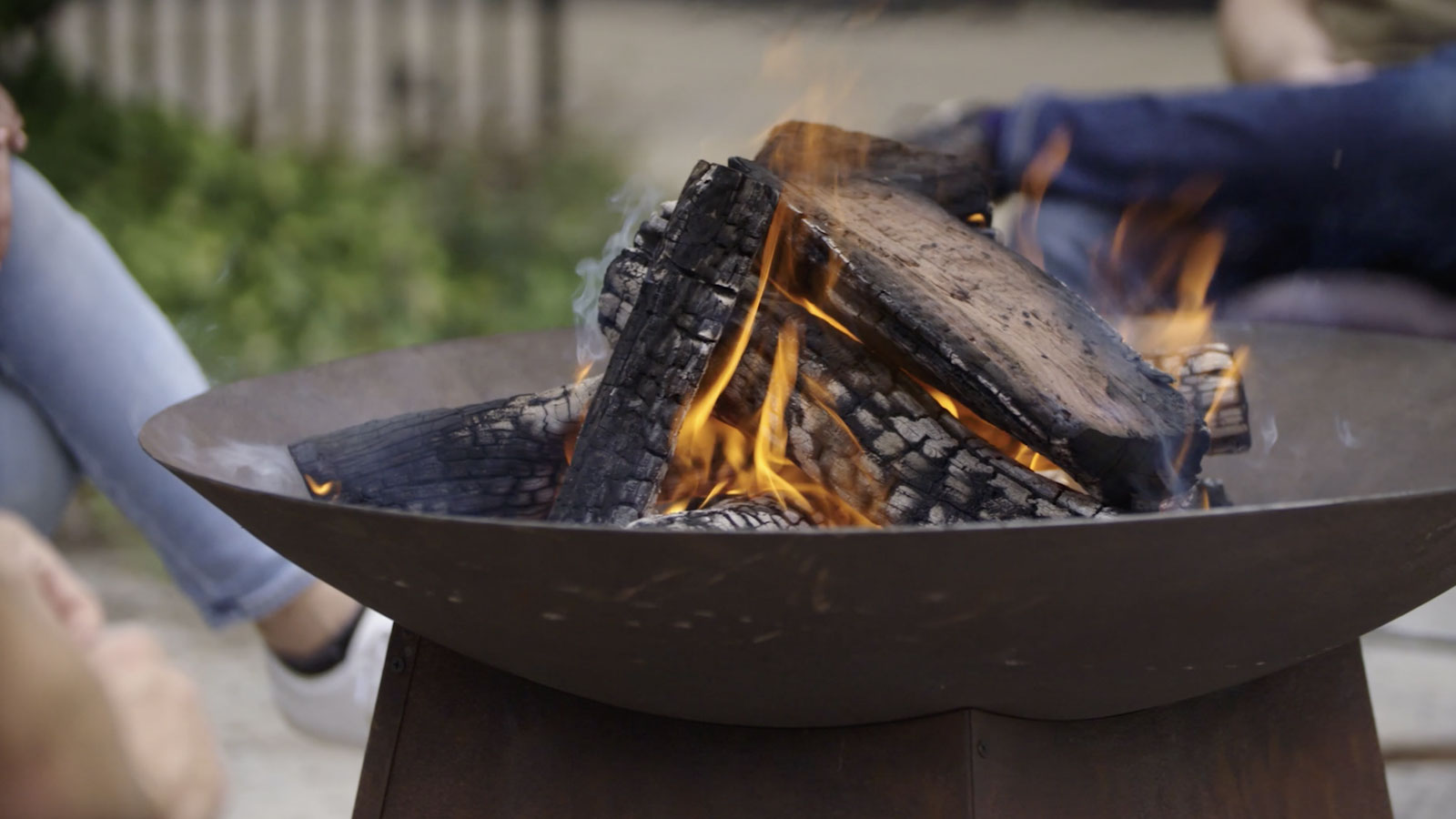 Image of Red wood chips in a fire pit